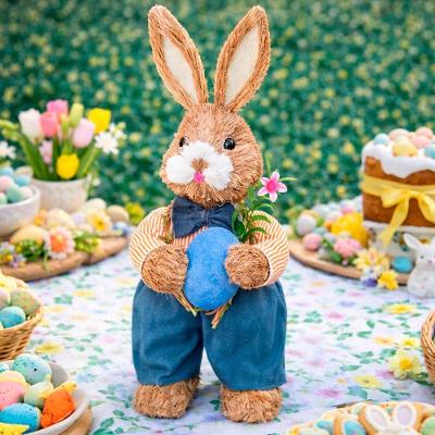 Enfeite Boneco de Pascoa Decoração Páscoa Palha Artesanal Marrom