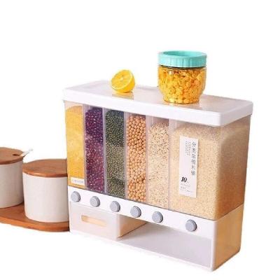 Dispenser para Cereais e Grãos 6 Divisões Ajustáveis ABS Transparente Organizador de Cozinha Anti