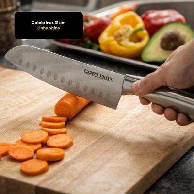 Cutelo Linha Shine Lâmina Aço Inox Cabo em Inox Resistente à Ferrugem para Cozinha Inox Thika