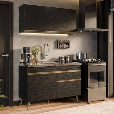 Cozinha Completa Florença 4 Portas 1 Gaveta MDP 120CM Preto