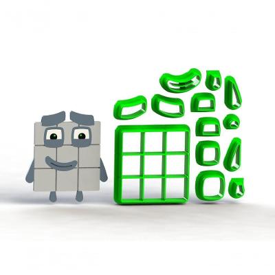 Cortador Numberblocks Número 9 Plástico PLA Corte Fino para Alimentos 5CM HB Formas e Cortadores