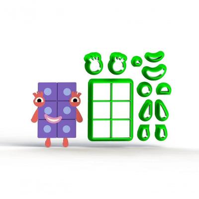 Cortador Numberblocks Número 6 para Pasta Americana Plástico PLA 5CM HB Formas e Cortadores