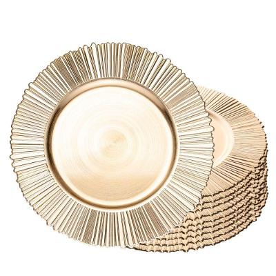 Sousplat Solar Redondo de Plástico com Acabamento Solar para Mesa Dourado 10 Unidades Wolff