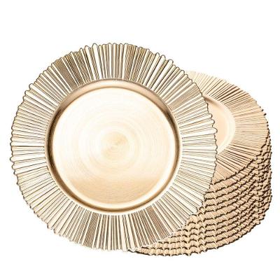 Sousplat Redondo de Plástico Solar Dourado 33cm Wolff Kit 12 Unidades