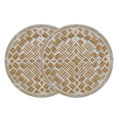 Sousplat Jogo 2 Redondo Poliestireno Textura Palha 36CM Marrom BTC