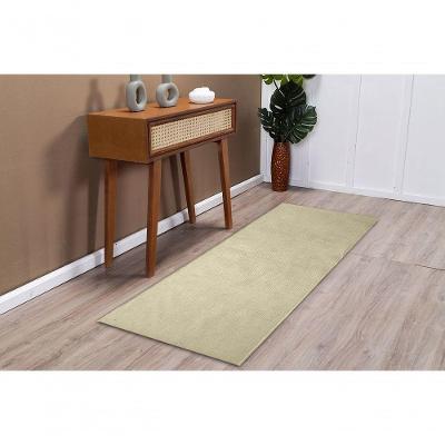 Tapete Passadeira Turim Retangular Poliéster Base Antiderrapante para Sala Marfim 66CM