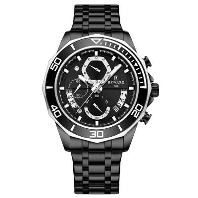 Relógio de Pulso Masculino Reward Preto Cronógrafo Aço Inox Luminoso