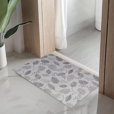 Tapete Passadeira Capacho Retangular Folhas Dark 100% PVC Base Antiderrapante para Hall de Entrada