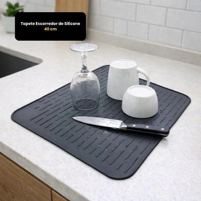Tapete Escorredor de Silicone Antiderrapante para Cozinha Preto Thika Importadora