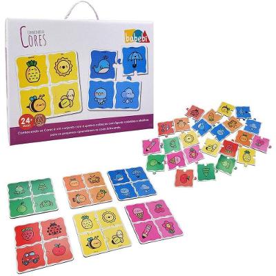 Quebra Cabeça Conhecendo as Cores Brinquedo Educativo Madeira 24 Peças Babebi