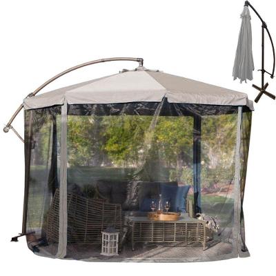 Ombrelone SU-OMBRE3 330CM Poliéster com Mosquiteiro Removível Cinza Leva Pra Malhar