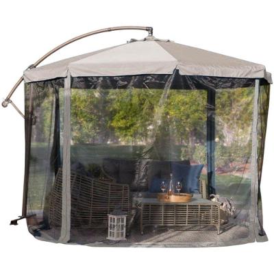 Ombrelone SU-OMBRE3 330CM Aço e Poliéster Articulado com Mosquiteiro Cinza Leva Pra Casa