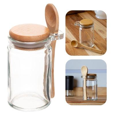 Pote Porta Temperos 21497 Hermético de Vidro com Colher de Bambu para Cozinha Transparente Wolff