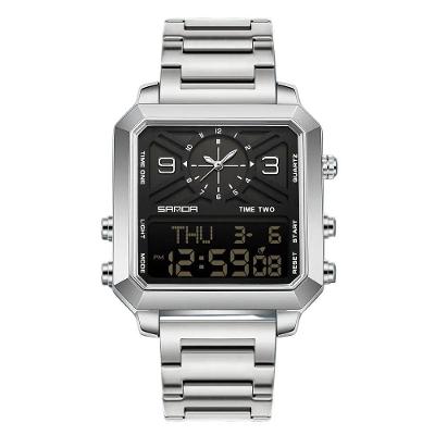 Relógio Digital para Homem 6265 em Aço Inox Preto e Prateado Sanda