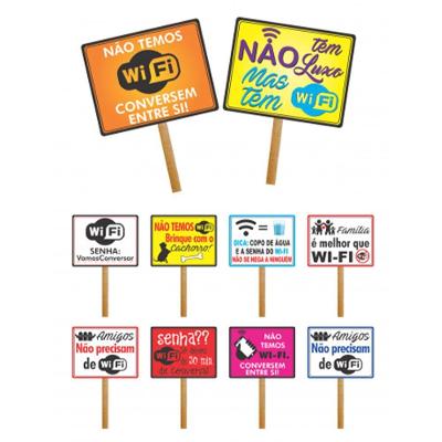 Plaquinhas Divertidas Wi-fi Sortidas em Papel Cartão Triplex 10 Unidades