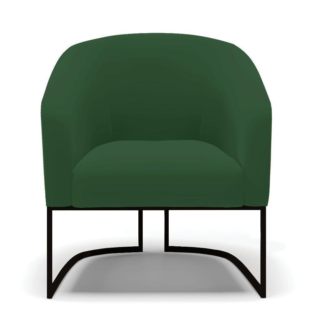 Poltrona Stella Veludo Base Industrial Preto - D'Rossi Cor Verde - 7
