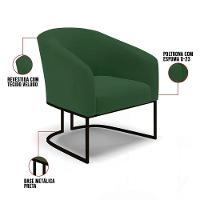 Poltrona Stella Veludo Base Industrial Preto - D'Rossi Cor Verde