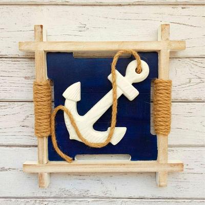 Quadro Náutico Decorativo com Âncora em Alto-Relevo Branco 27CM