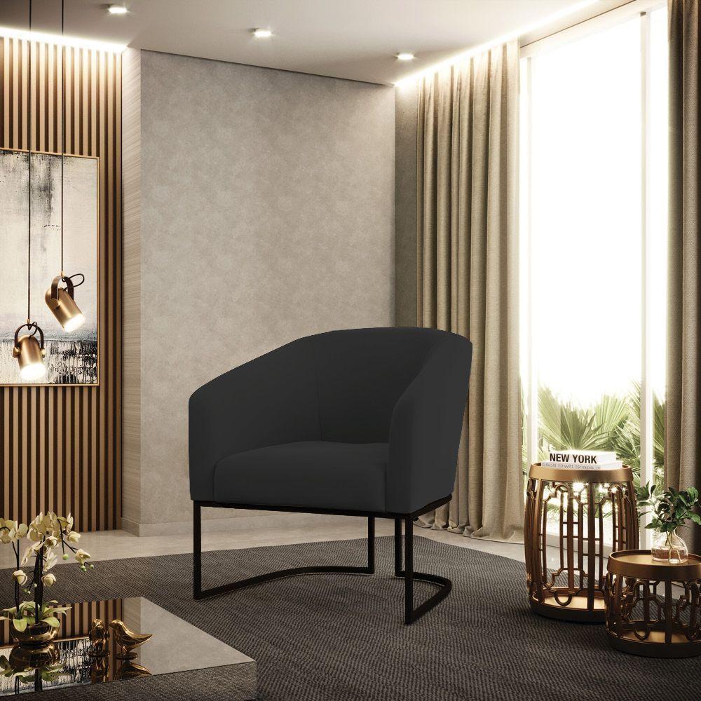 Poltrona Stella Veludo Base Industrial Preto - D'Rossi Cor Preto - 8