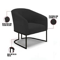 Poltrona Stella Veludo Base Industrial Preto - D'Rossi Cor Preto