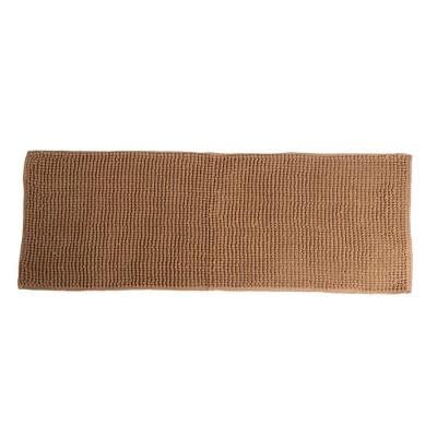 Passadeira Chenille Retangular Poliéster Base Antiderrapante para Quarto Bege Uzoo