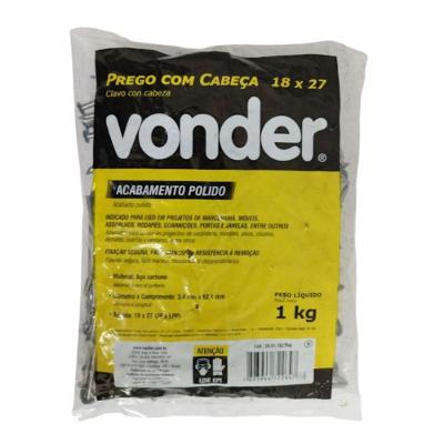 Prego com Cabeça Polido Vonder 1kg Medida 18 X 27 Inox