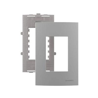 Placa Sleek Colors com Suporte 4x2 para 3 Módulos Níquel Margirius