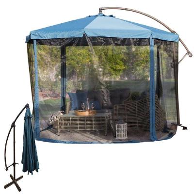 Ombrelone SU-OMBRE3 330CM Poliéster e Ferro Articulado com Mosquiteiro Azul Leva Pro Pet