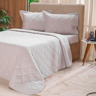 Kit Colcha Queen 200 Fios Lisa 100% Algodão Bege com Porta-Travesseiros Tessi