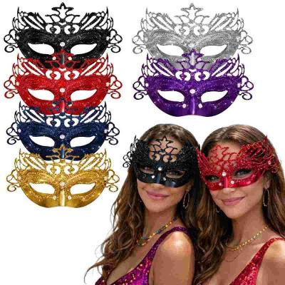Máscara Veneziana Luxo em Plástico com Glitter Azul Escuro 20CM Extra Festas