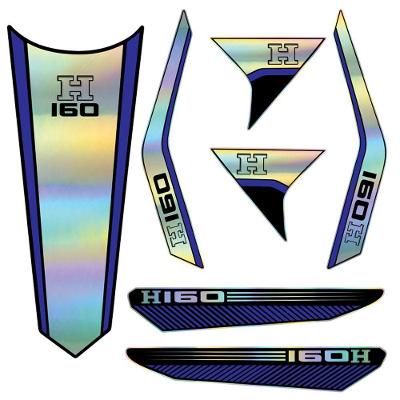 Kit Carenagem Holográfico para Honda CG Titan 160 2023 a 2024 Azul 13 Adesivos Teu Adesivo