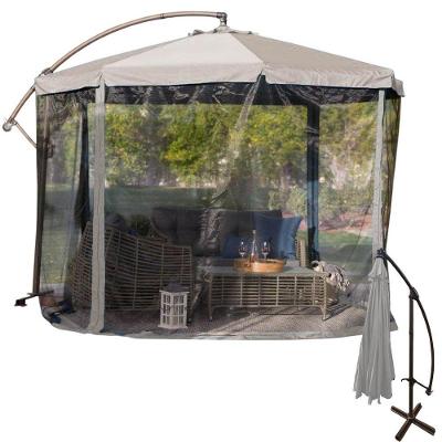 Ombrelone SU-OMBRE3 330CM Aço e Poliéster Articulado com Mosquiteiro Cinza AB Mídia