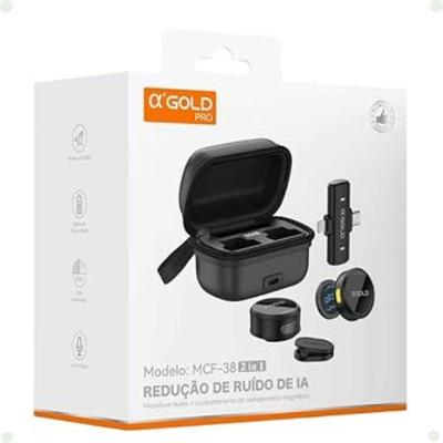 Microfone de Lapela sem Fio MCF-38 2 em 1 com Redução de Ruído por IA
