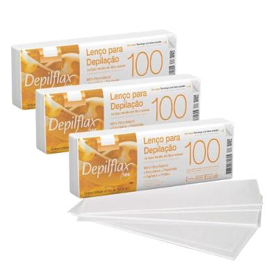 Lenço para Depilação Kit 300 Fibra Natural Branco Depilflax