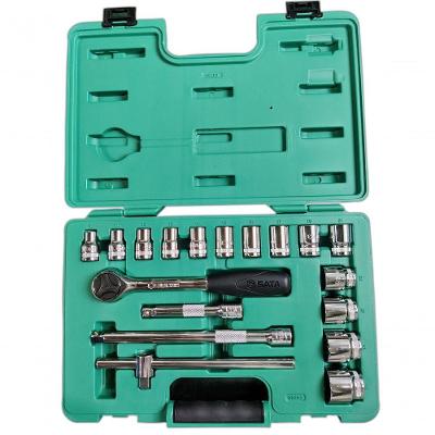 Jogo de Soquete Curto Estriado Encaixe 1-2 10-32mm 18 Peças ST09203SJ Catraca 60 Dentes Bivolt Sata