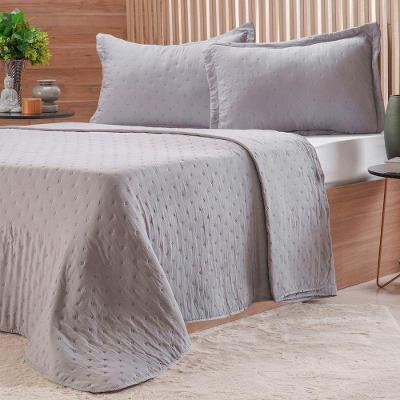 Kit Colcha Queen Miraggio New Soft 100% Poliéster Macio Cinza Tessi