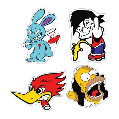 Kit Adesivos Resinados Personagens Cartoon Estilo Street Efeito 3D Preto Cobra Motoparts