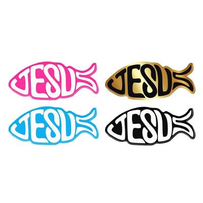 Kit Adesivos Resinados Peixe Jesus Cristão Decorativo Preto Cobra