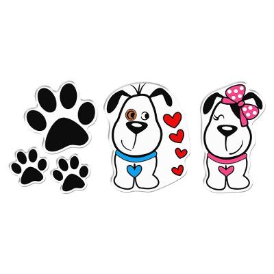 Kit Adesivos Decorativos Resinados Cachorro e Patinha Efeito 3D Preto