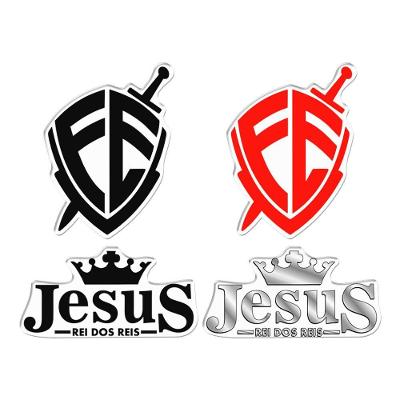 Kit Adesivo Decorativo Resinado Escudo Jesus Rei dos Reis Efeito 3D Preto