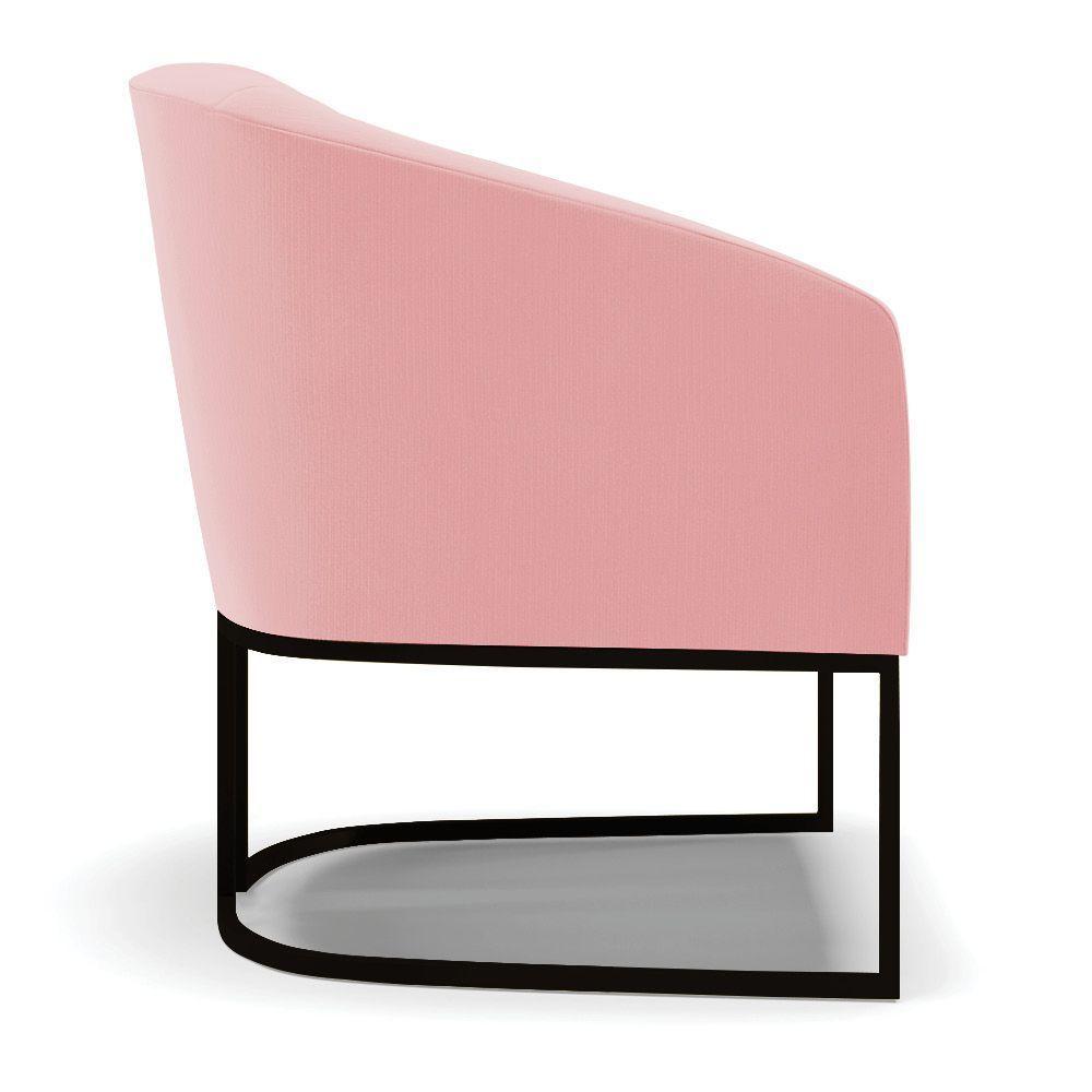 Poltrona Stella Suede Base Industrial Preto - D'Rossi Cor Rose - 6