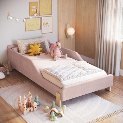 Cama Infantil Sentir Solteiro Estofada MDP Bouclé Rosa Completa Móveis