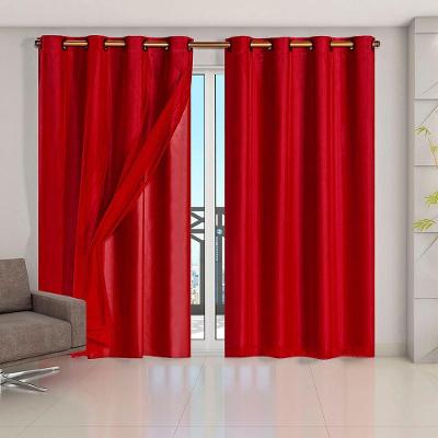 Cortina Blackout PVC com Voil 2,80x2,30M Poliéster para Sala Quarto Vermelho Clara Luz Decora
