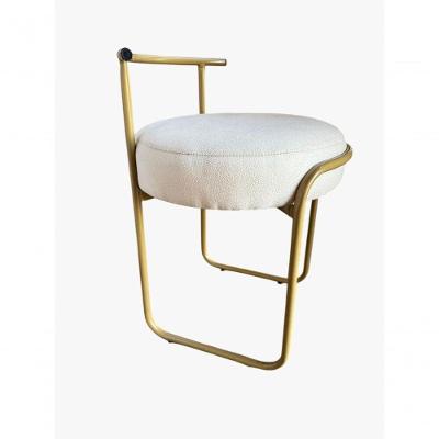 Banqueta Glamour Secretária Veludo Base Fixa Bege SMF Decor