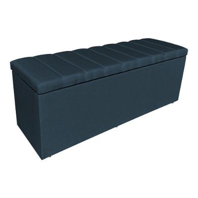 Calçadeira Recamier Baú Holanda 160CM King Size Suede Madeira Azul Marinho Pallazio