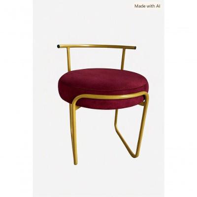 Banqueta Glamour Decorativa em Suede com Base Metal Confortável Vinho SMF Decor