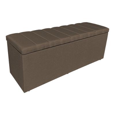 Calçadeira Recamier Baú Holanda 160CM King Size com Estrutura em Madeira Linho Marrom Pallazio