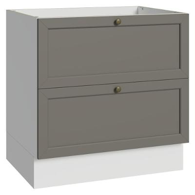 Balcão Vik 2 Gavetas MDP 80CM Branco e Cinza Madesa