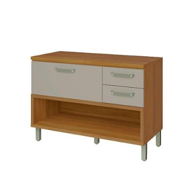 Balcão Princesa 1 Porta 2 Gavetas MDF 120CM Freijó e Off White Nesher Móveis