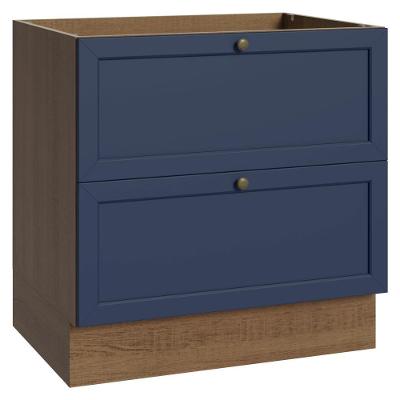 Balcão de Cozinha Vik 2 Gavetas MDP 80CM Rustic Azul Madesa